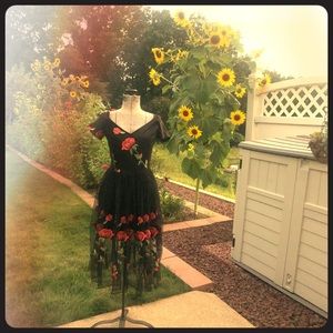 Sheer Black Midi Cocktail Dress